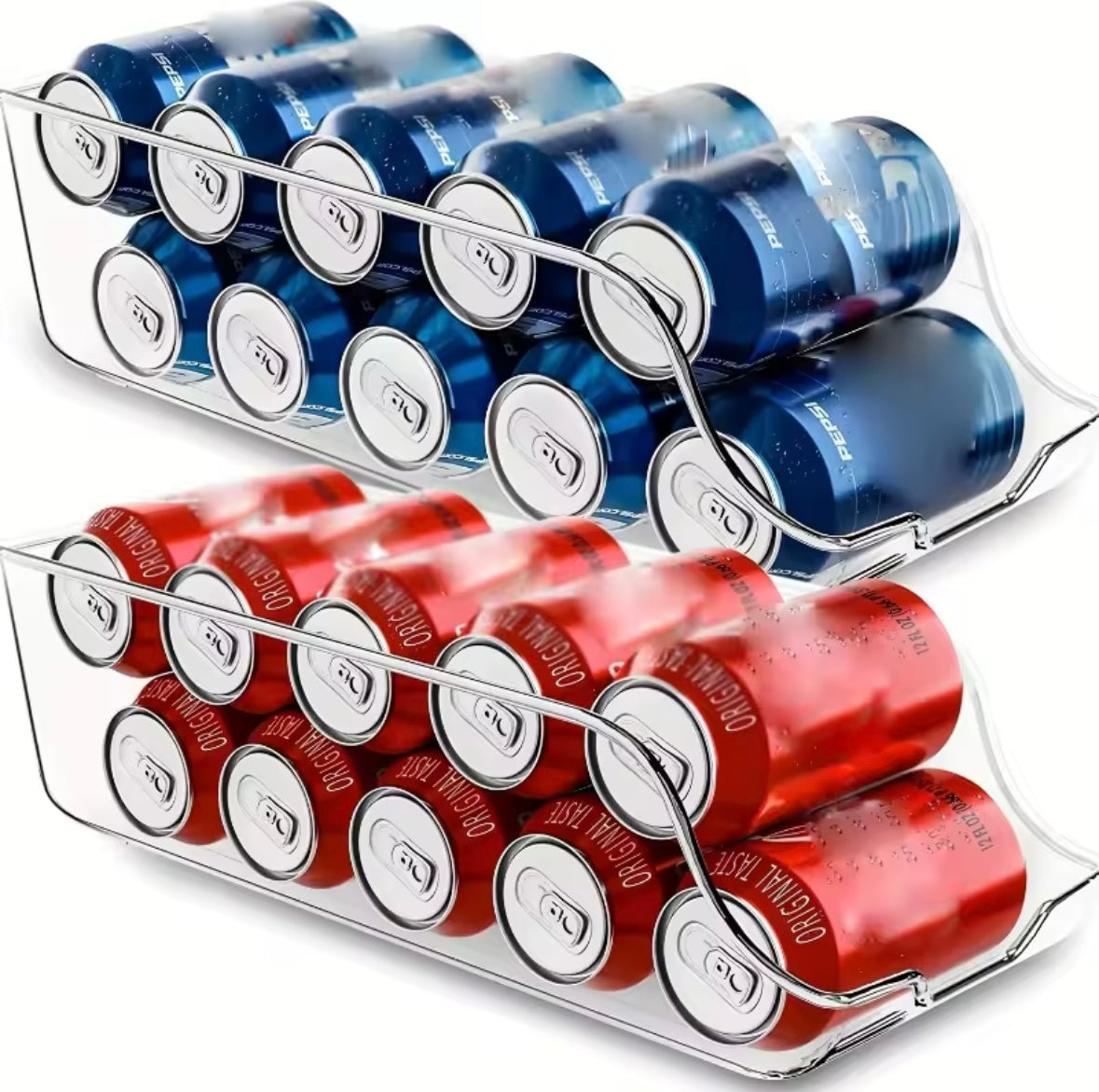 ארגונית שקופה לפחיות שתייה – פתרון חכם לאחסון מסודר במקרר ובמטבח