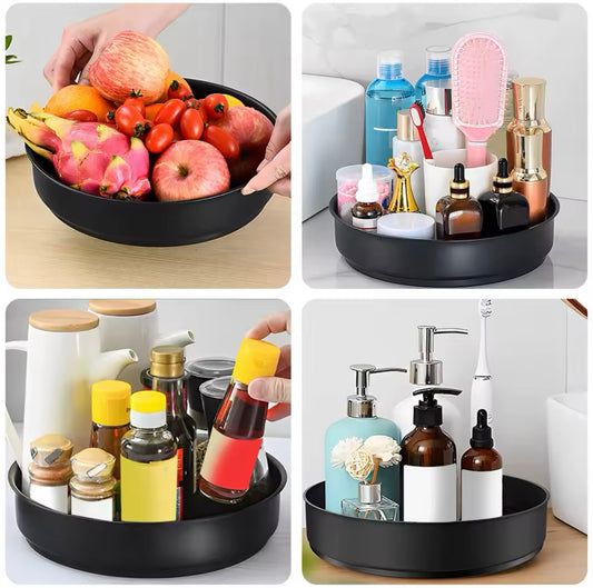 ארגונית עגולה שחורה יוקרתית – פתרון אלגנטי לארגון המטבח, האמבטיה