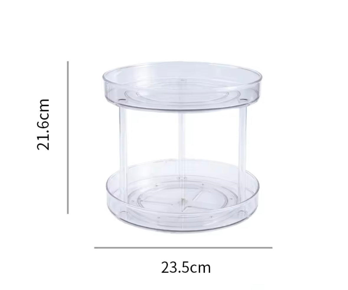 ארגונית עגולה שקופה 2 קומות– פתרון חכם לארגון וניצול מקסימלי של שטח אחסון