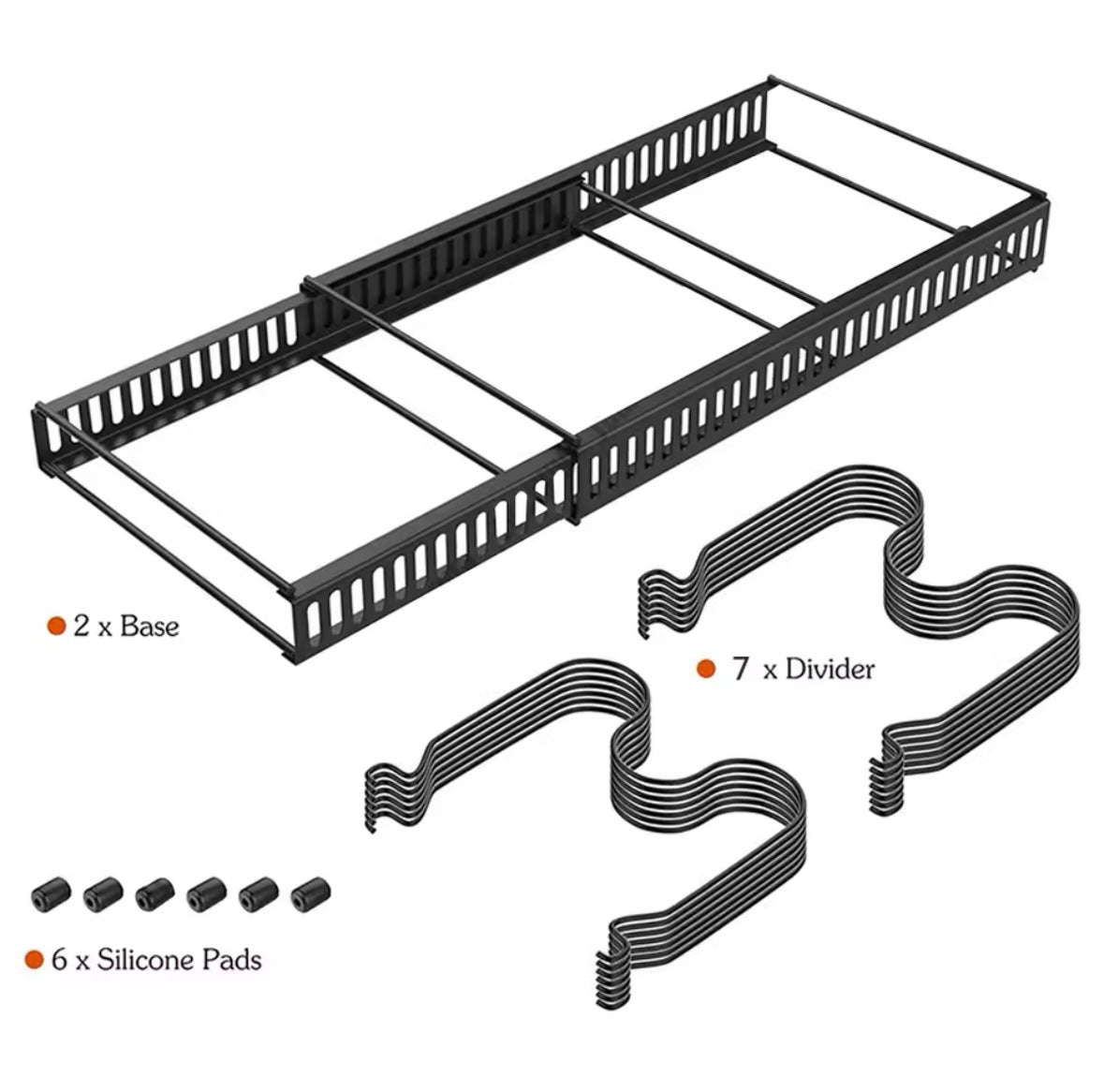 חלקים של מתקן אחסון לייבוש כלים שחור גדול לסדר וארגון במטבח