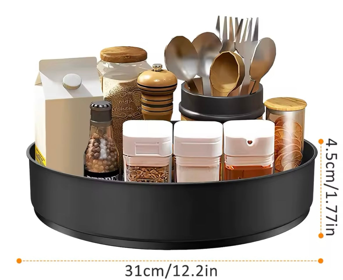 מידות גודל של ארגונית עגולה שחורה יוקרתית לסדר וארגון במטבח בגודל גדול