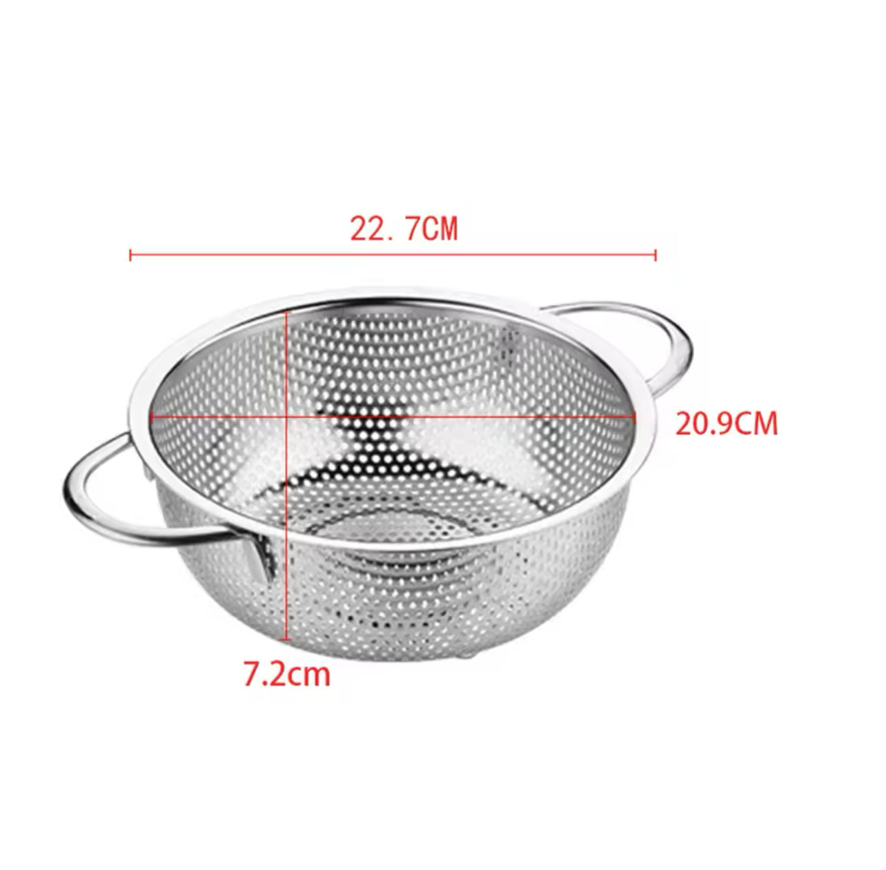 מסננת נירוסטה עם ידיות עם מידות וגודל באתר אורגניז -הכל למטבח שלך